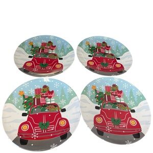 NWT Set of 4 St. Nicholas Square Christmas Dachshund Serving Platters